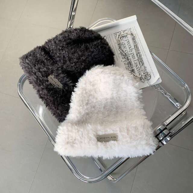 プレートシャギーニット帽