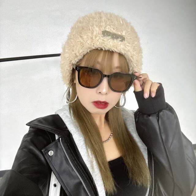プレートシャギーニット帽