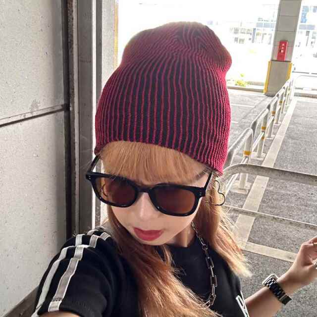 配色リブニット帽