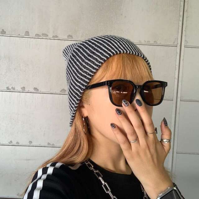 配色リブニット帽