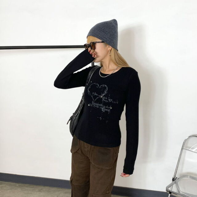 配色リブニット帽