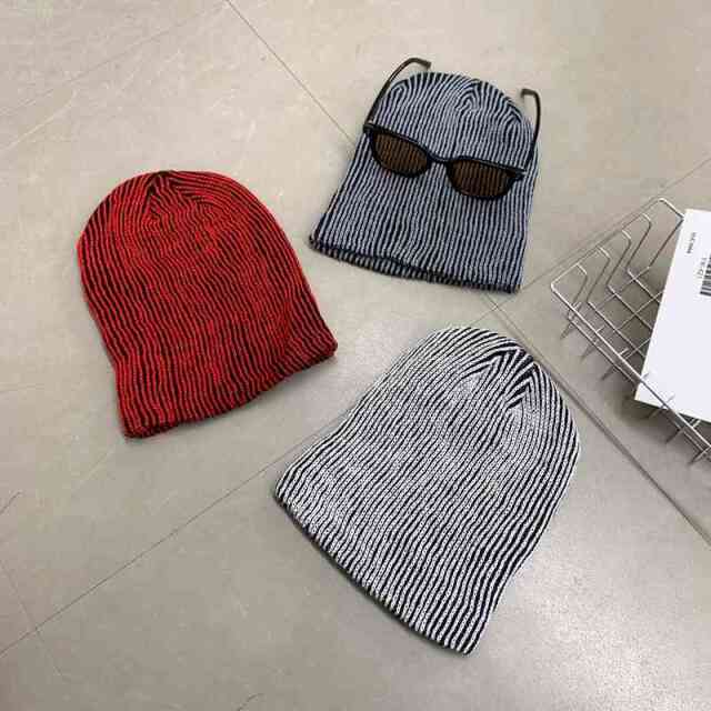 配色リブニット帽