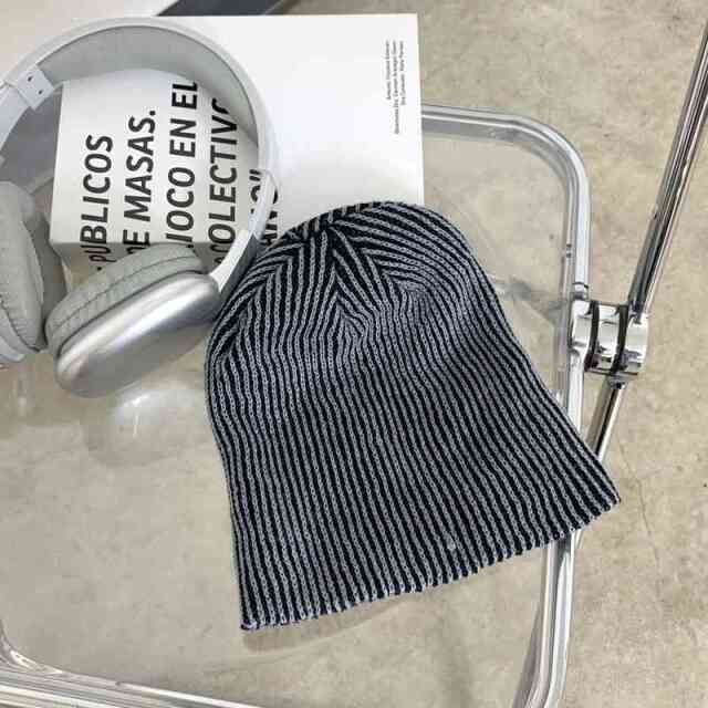 配色リブニット帽