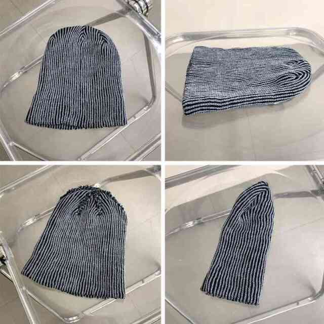 配色リブニット帽