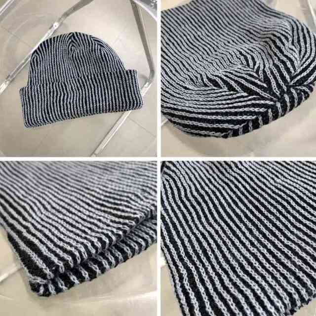配色リブニット帽