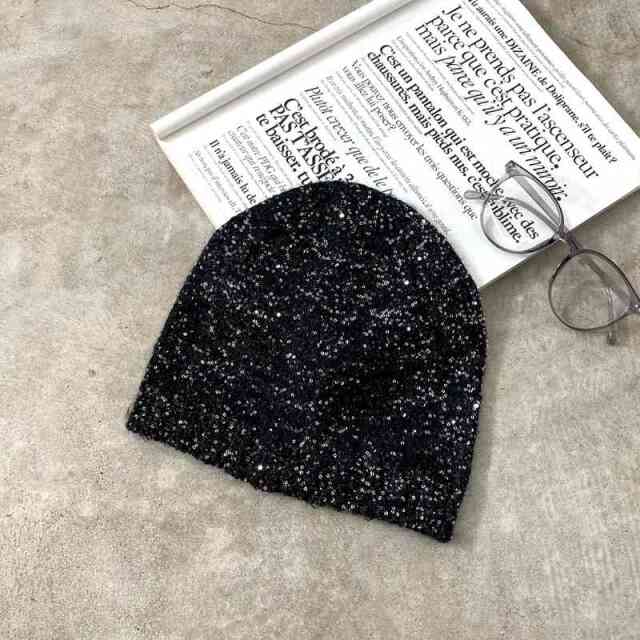 売り切れました　ニットのスパンコール付きハット ダイヤスパンコールニット(KY-24052)