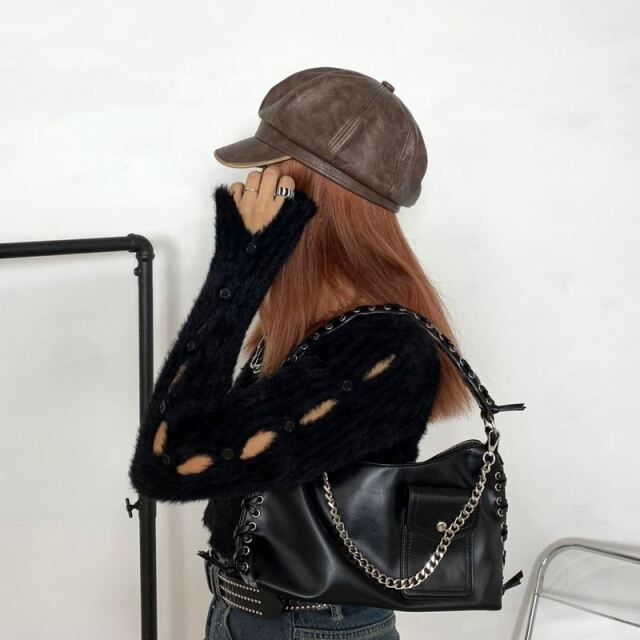 合成皮革キャスケット