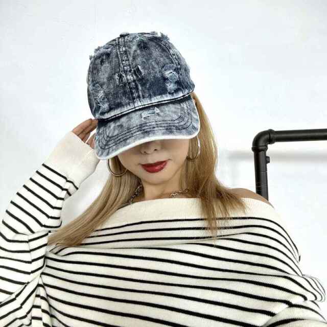 デニムダメージキャップ