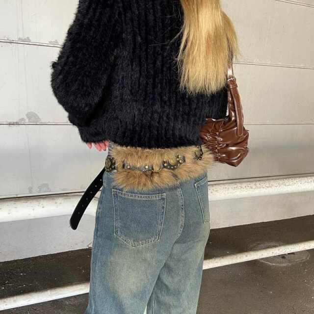 ファー付きベルト