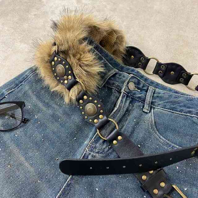 ファー付きベルト