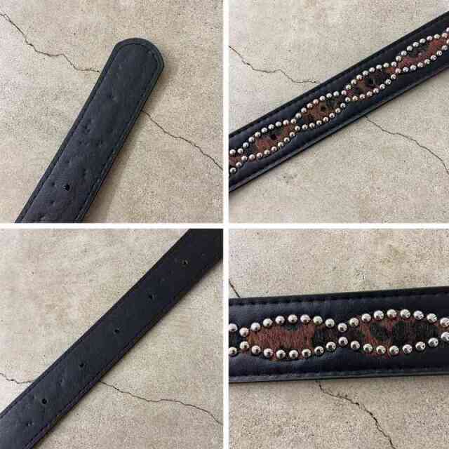 スタッズハラコヒョウ柄ベルト
