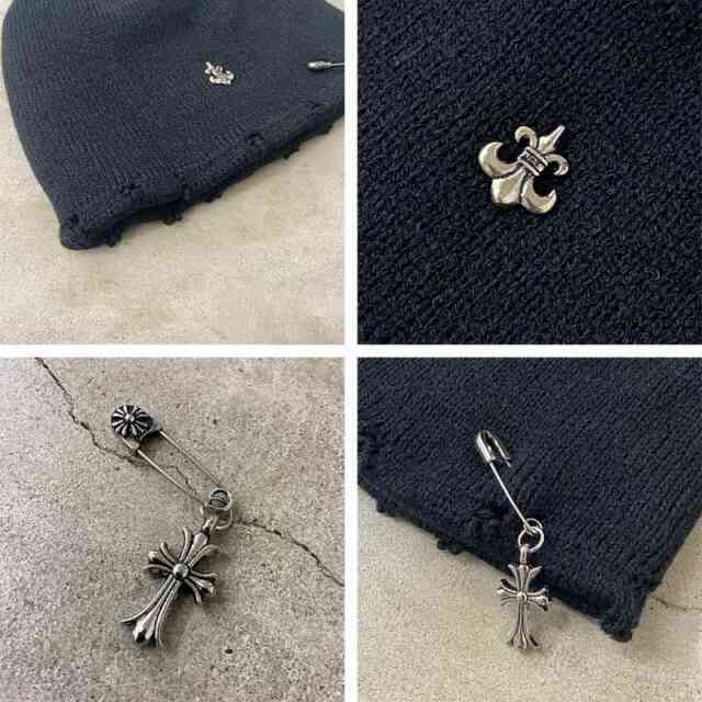クロスピン付きダメージビーニー