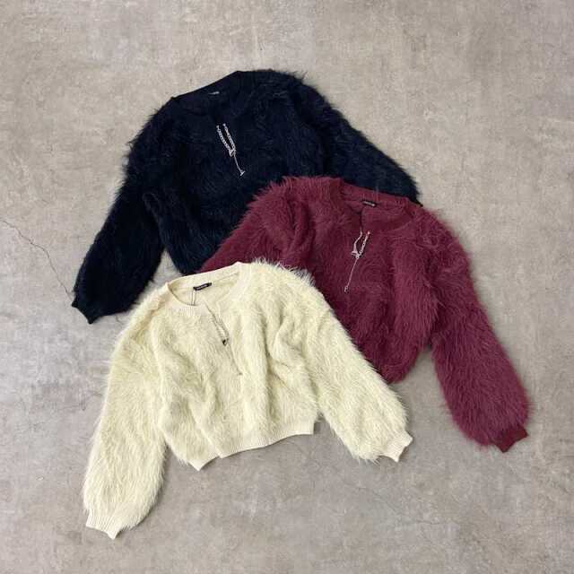 シャギーキーネックプルオーバー