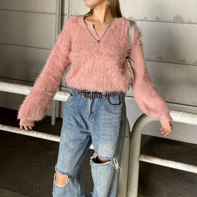 シャギーキーネックプルオーバー