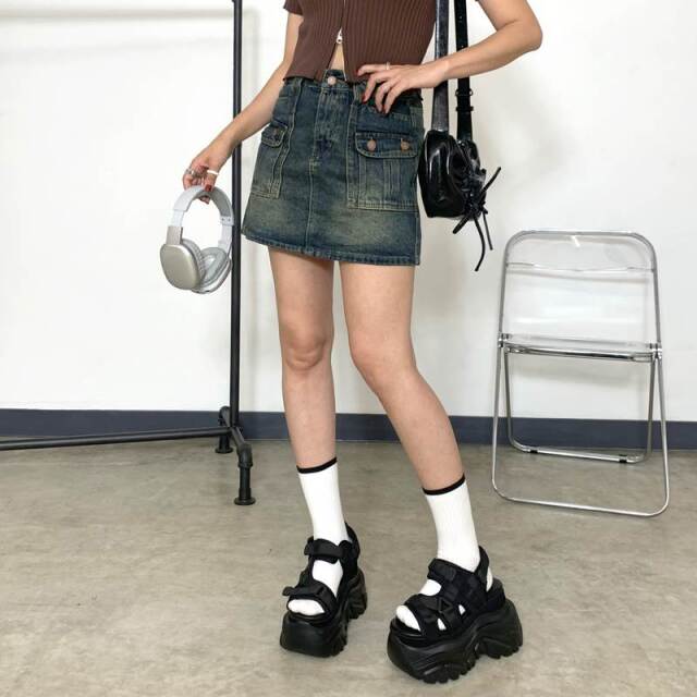デニム前ポケットスカパン