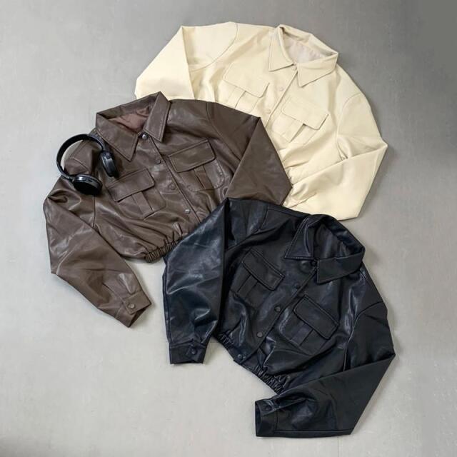 合皮ショートブルゾン