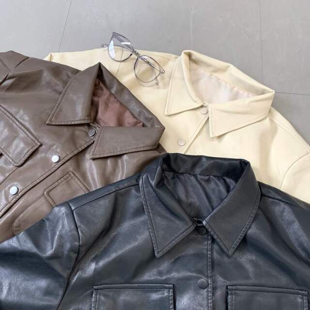 合皮ショートブルゾン