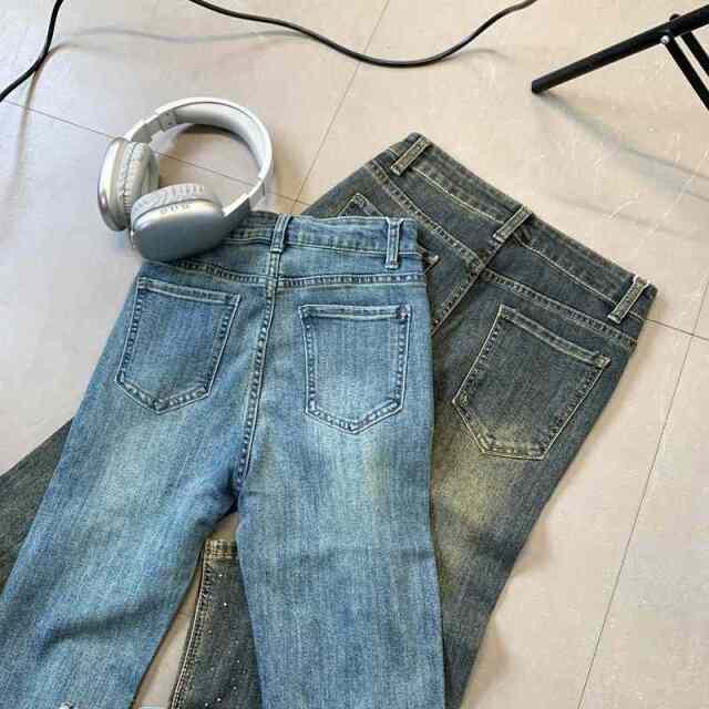 ストーンデニムフレアパンツ