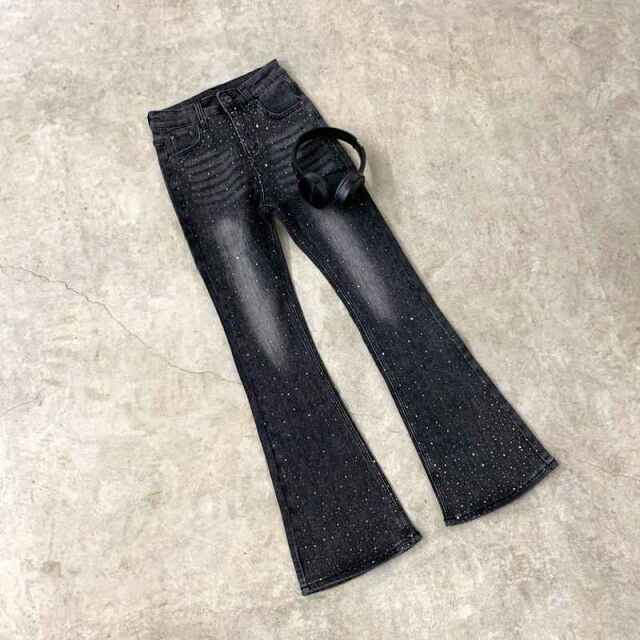 ストーンデニムフレアパンツ