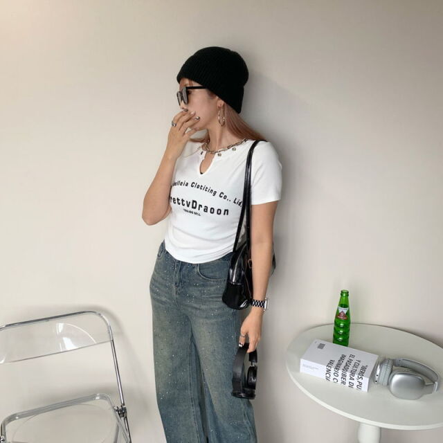 ハトメラバーロゴショートT