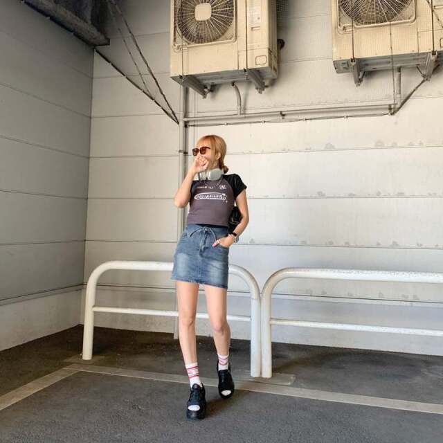 ウエスト折り返しデニムスカート