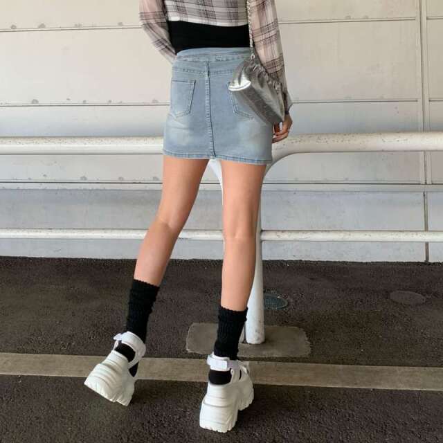 ウエスト折り返しデニムスカート