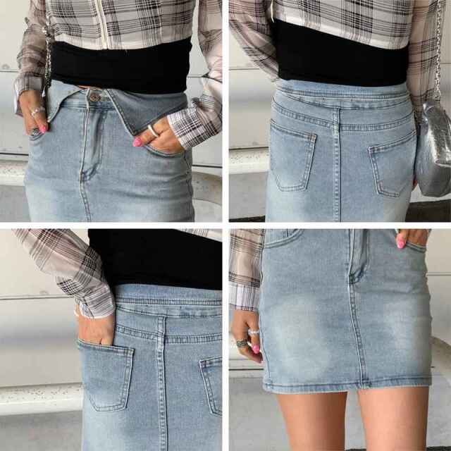 ウエスト折り返しデニムスカート
