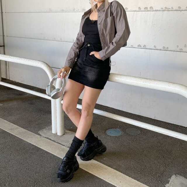 ウエスト折り返しデニムスカート