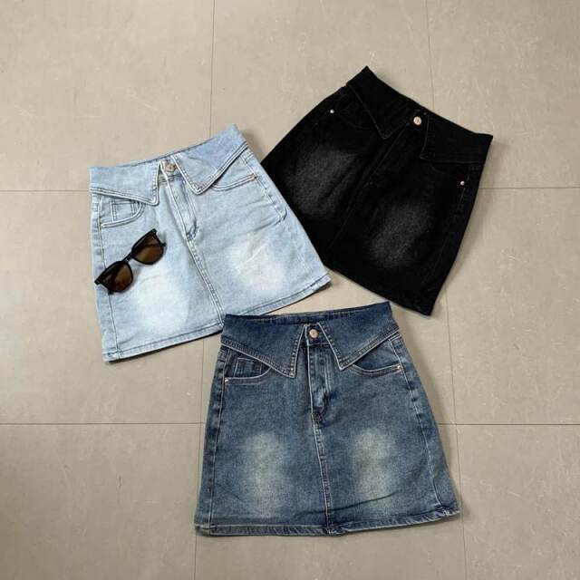 ウエスト折り返しデニムスカート