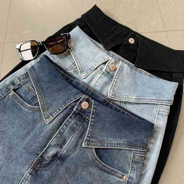 ウエスト折り返しデニムスカート