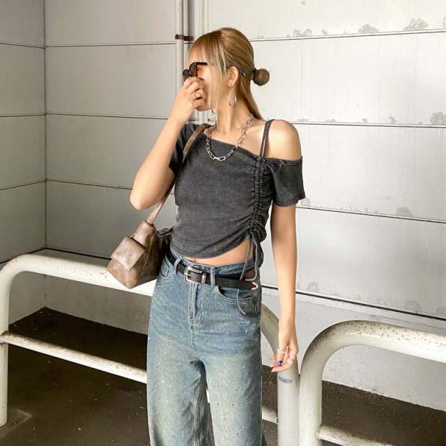 ワンショルドロストトップス