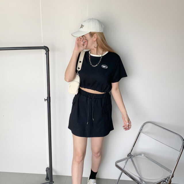 ★WEB限定★襟配色プルオーバー・スカートセットアップ