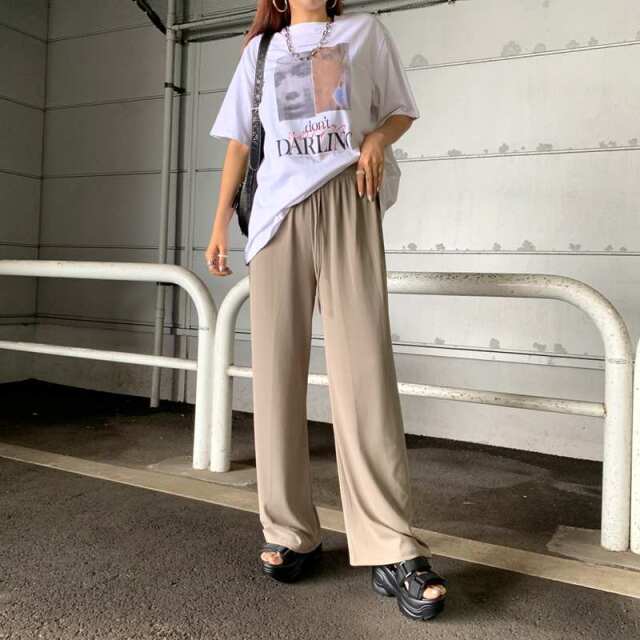 カットリブワイドパンツ