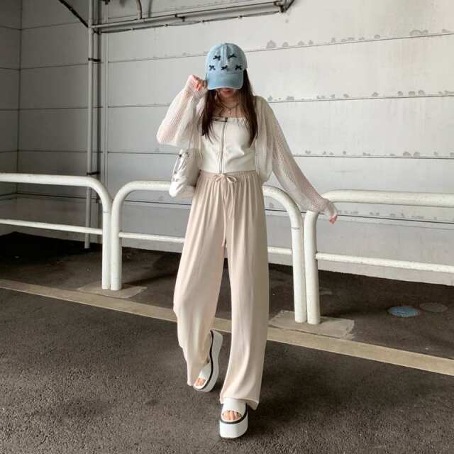 カットリブワイドパンツ