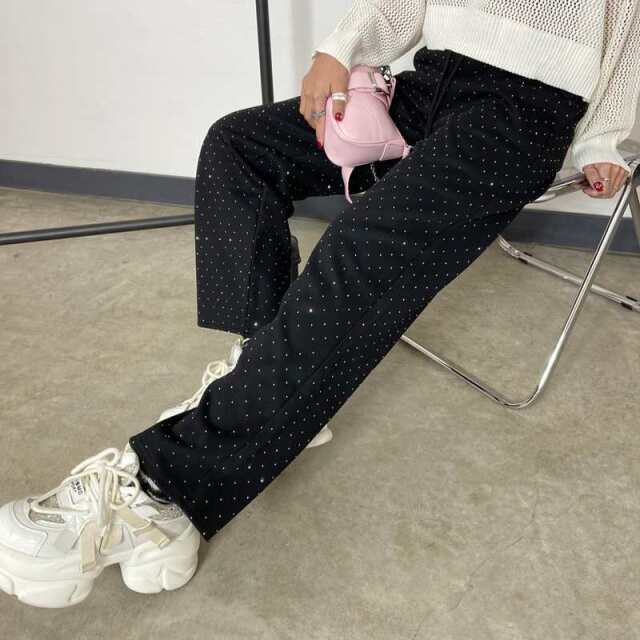 ストーンカットワイドパンツ