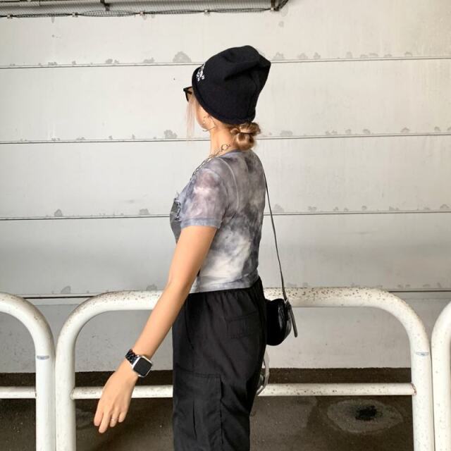 シアーデニム切替トップス