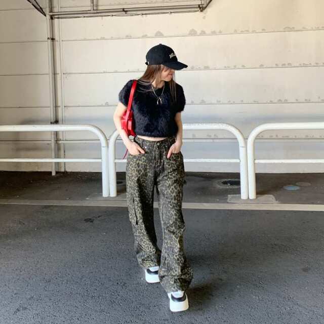 ヒョウ柄 カーゴパンツ フリーサイズ ヒョウ柄 カーゴパンツ フリーサイズ ヒョウ柄 カーゴパンツ