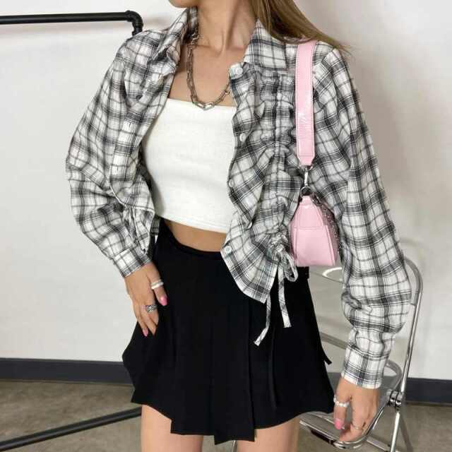 ドロストチェックシャツ