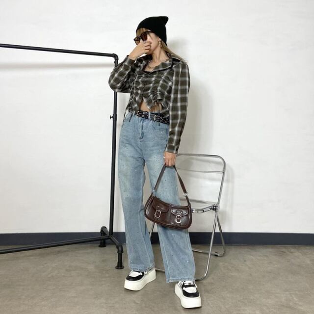 ドロストチェックシャツ