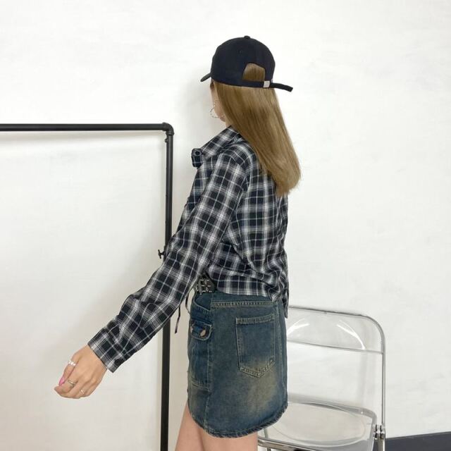 ドロストチェックシャツ