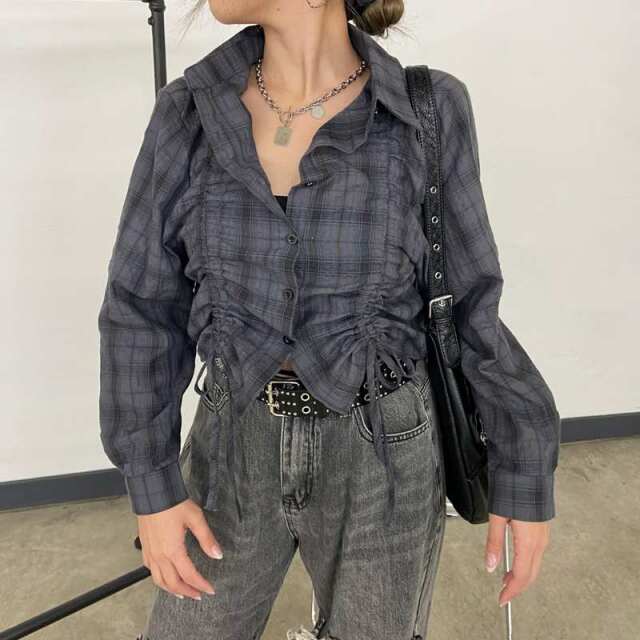 ドロストチェックシャツ