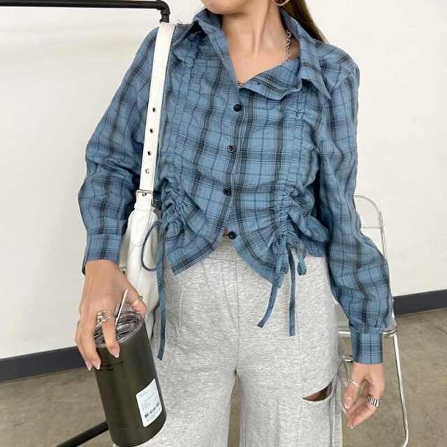 ドロストチェックシャツ