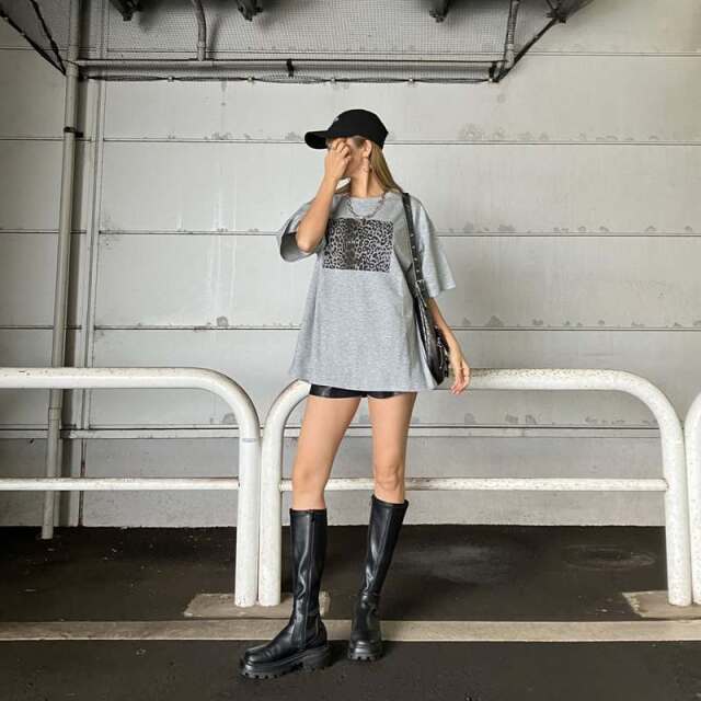 ヒョウ柄ビッグTシャツ