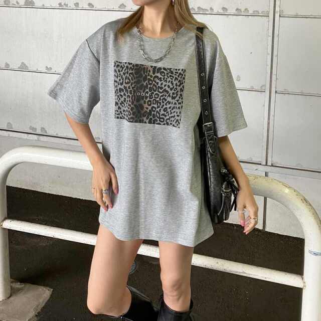 ヒョウ柄ビッグTシャツ