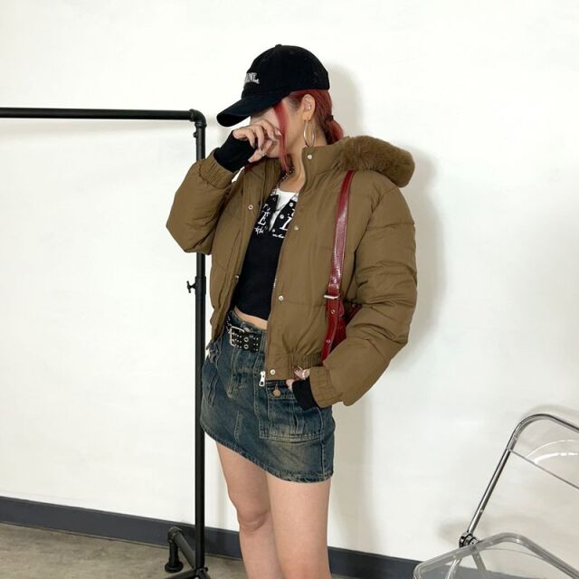 フェイクファーフード中綿ブルゾン
