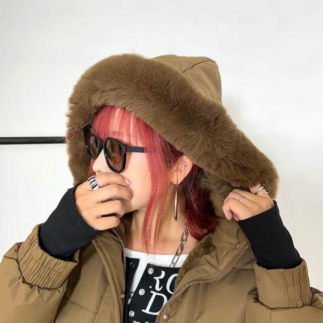 フェイクファーフード中綿ブルゾン