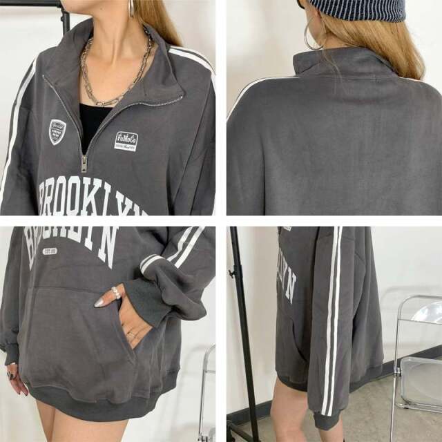 ハーフZIPスリーブラインチュニック