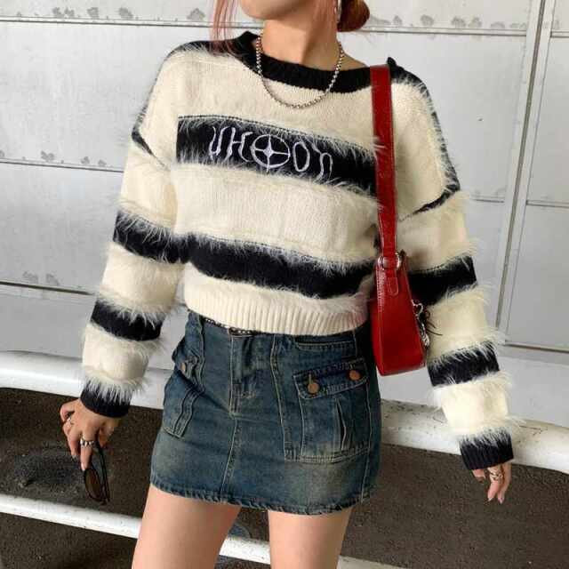 シャギー切替ボーダートップス