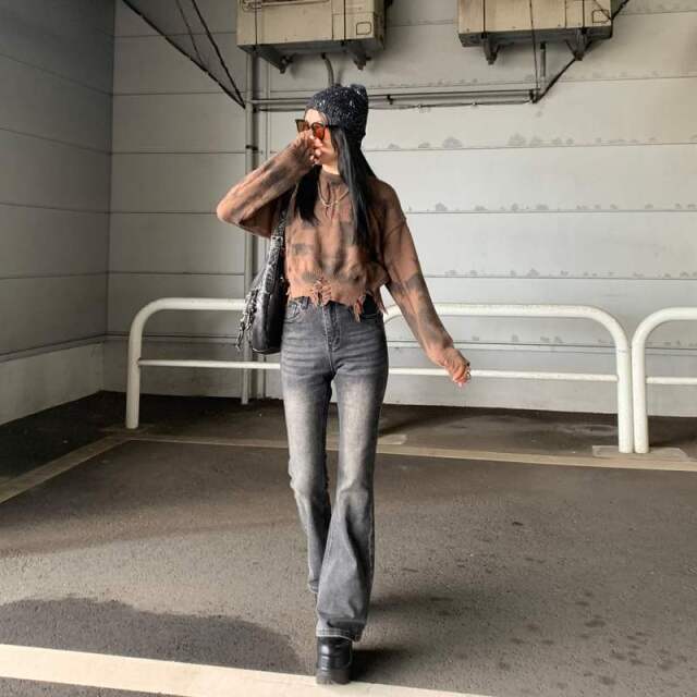 デニムフレアパンツ