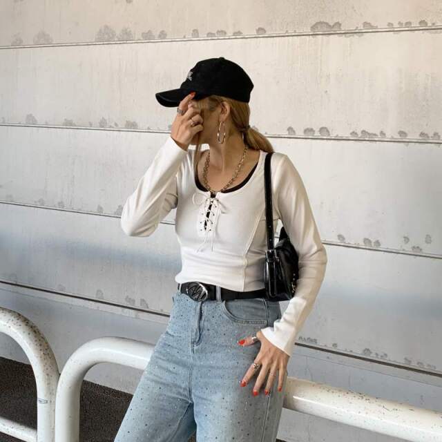 non-hedge レースアップリブショートトップス|TiMTiMオンライン